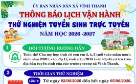 THÔNG BÁO VỀ VIỆC ĐĂNG KÝ TUYỂN SINH TRỰC TUYẾN THỬ NGHIỆM VÀO LỚP 1 - NĂM HỌC 2026-2027.