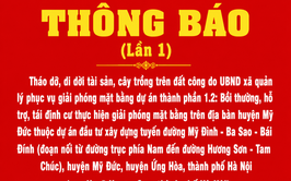 THÔNG BÁO (Lần 1) về việc tháo dỡ, di dời tài sản, cây trồng trên đất công do UBND xã quản lý