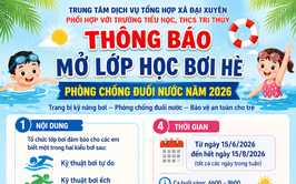THÔNG BÁO MỞ LỚP HỌC BƠI HÈ PHÒNG CHỐNG ĐUỐI NƯỚC NĂM 2026