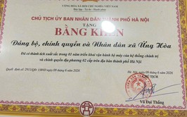 XÃ ỨNG HÒA ĐƯỢC CHỦ TỊCH UBND THÀNH PHỐ HÀ NỘI TẶNG BẰNG KHEN CÓ THÀNH TÍCH XUẤT SẮC TRONG VẬN HÀNH CHÍNH QUYỀN ĐỊA PHƯƠNG HAI CẤP