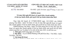 Thông báo Tổ chức Hội nghị đối thoại với người dân, doanh nghiệp về thủ tục hành chính, giải quyết thủ tục hành chính năm 2025