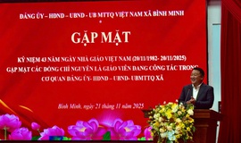 ĐẢNG UỶ, HĐND - UBND, UB MTTQ VIỆT NAM XÃ: GẶP MẶT CÁC ĐỒNG CHÍ NGUYÊN LÀ GIÁO VIÊN ĐANG CÔNG TÁC TRONG CƠ QUAN ĐẢNG UỶ, HỘI ĐỒNG NHÂN DÂN, UỶ BAN NHÂN DÂN, UỶ BAN MTTQ VIỆT NAM XÃ BÌNH MINH