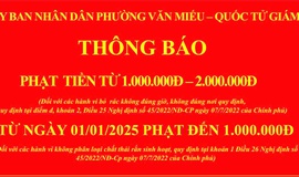 UBND PHƯỜNG VĂN MIẾU – QUỐC TỬ GIÁM THÔNG BÁO VỀ XỬ LÝ VI PHẠM LIÊN QUAN ĐẾN VIỆC ĐỔ RÁC VÀ PHÂN LOẠI CHẤT THẢI