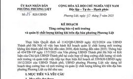 UBND phường Phương Liệt ban hành Kế hoạch về tăng cường bảo vệ môi trường và quản lý chất lượng không khí trên địa bàn