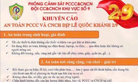 Khuyến cáo: An toàn chòng cháy, chữa cháy và cứu nạn, cứu hộ dịp Lễ Quốc khánh 2/9.