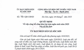 QUYẾT ĐỊNH CÔNG BỐ CÔNG KHAI DỰ TOÁN NGÂN SÁCH XÃ SÓC SƠN NĂM 2025