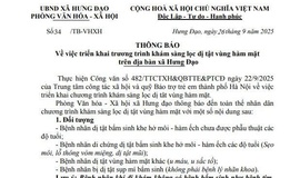 THÔNG BÁO
Về việc triển khai chương trình khám sàng lọc dị tật vùng hàm mặt trên địa bàn xã Hưng Đạo