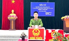 Công an xã Tam Hưng bảo đảm tuyệt đối an ninh, trật tự cuộc bầu cử