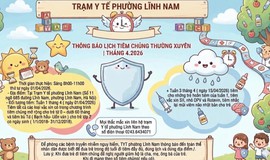 TRẠM Y TẾ PHƯỜNG LĨNH NAM THÔNG BÁO LỊCH TIÊM CHỦNG THƯỜNG XUYÊN - THÁNG 4/2026