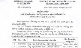 HĐND xã Minh Châu thông báo: Lịch tiếp công dân của Thường trực và đại biểu HĐND xã Minh Châu quý II/2026