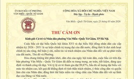 THƯ CẢM ƠN