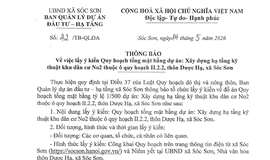 XÃ SÓC SƠN LẤY Ý KIẾN QUY HOẠCH TMB DỰ ÁN XÂY DỰNG HTKT KHU DÂN CƯ NO2 THUỘC Ô QUY HOẠCH II.2.2, THÔN DƯỢC HẠ