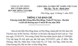 Thông cáo báo chí Chương trình Hội Gióng Đền Phù Đổng; Tuần lễ Văn hoá - Du lịch và kết nối thương mại về miền Di sản năm 2026
