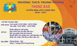 Thông báo tuyển sinh năm học 2026 - 2027 của trường THCS Trung Phụng.