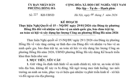 PHƯỜNG HỒNG HÀ TRIỂN KHAI KẾ HOẠCH THỰC HIỆN NHIỆM VỤ BẢO VỆ AN NINH QUỐC GIA, BẢO ĐẢM TRẬT TỰ AN TOÀN XÃ HỘI VÀ XÂY DỰNG LỰC LƯỢNG CÔNG AN PHƯỜNG NĂM 2026