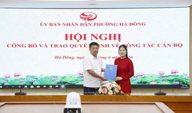 Phường Hà Đông công bố quyết định điều động, bổ nhiệm 02 Hiệu trưởng các trường công lập trên địa bàn
