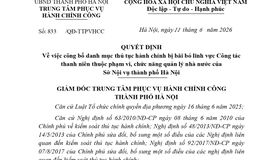 CÔNG BỐ BÃI BỎ 02 THỦ TỤC HÀNH CHÍNH THUỘC PHẠM VI CHỨC NĂNG QUẢN LÝ NHÀ NƯỚC CỦA SỞ NỘI VỤ