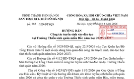 Tuyển sinh vào đào tạo tại Trường Thiếu sinh quân miền Bắc năm học 2026 - 2027