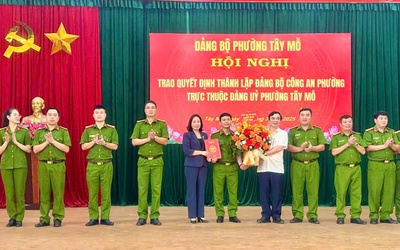 Đảng bộ phường Tây Mỗ tổ chức Hội nghị trao Quyết định thành lập Đảng bộ Công an phường và giao nhiệm vụ cho cán bộ diện Ban Thường vụ Đảng ủy quản lý