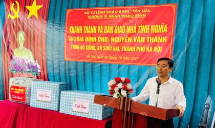 Bàn giao nhà tình nghĩa cho gia đình thương binh Nguyễn Văn Thành ở thôn Gò Sống - xã Suối Hai