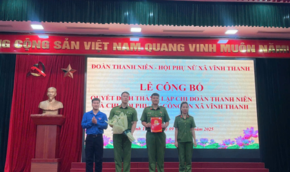 Công an xã Vĩnh Thanh ra mắt chi đoàn Công an xã và chi hội phụ nữ Công an xã