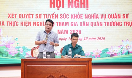 Hội đồng nghĩa vụ Quân sự xã họp xét duyệt sơ tuyển sức khoẻ nghĩa vụ Quân sự và thực hiện nghĩa vụ Công an nhân dân năm 2026, lực lượng Dân quân thường trực