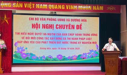 Chi bộ Văn phòng UBND xã Dương Hòa tổ chức sinh hoạt chuyên đề tháng 10/2025 và trao thẻ Đảng cho các đồng chí Đảng viên.