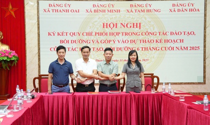 Ký kết Quy chế phối hợp giữa Đảng ủy xã Thanh Oai với Đảng ủy các xã Bình Minh, Tam Hưng, Dân Hòa trong công tác đào tạo bồi dưỡng tại Trung tâm Chính trị khu vực Thanh Oai