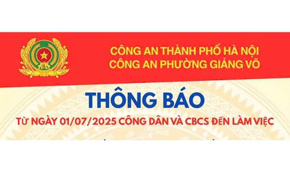Thông báo địa điểm làm việc công an phường Giảng Võ