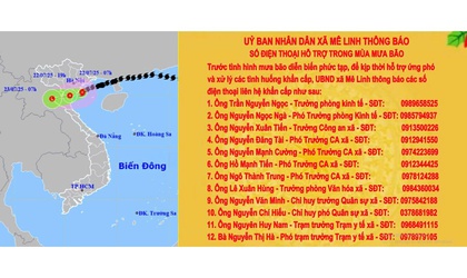 UBND xã Mê Linh thông báo số điện thoại hỗ trợ trong mùa mưa bão