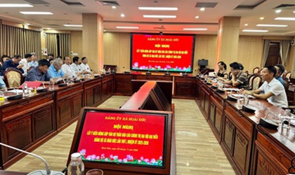 Đảng uỷ xã Hoài Đức tổ chức hội nghị lấy ý kiến đóng góp vào dự thảo báo cáo chính trị Đại hội đại biểu Đảng bộ xã Hoài Đức lần thứ I, nhiệm kỳ 2025-2030