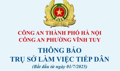 Công an phường Vĩnh Tuy thông báo trụ sở làm việc, tiếp dân của công an phường  