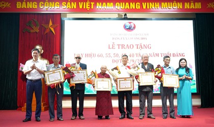 Đảng uỷ xã Dương Hoà trao tặng Huy hiệu Đảng đợt 02/9 cho 36 đảng viên