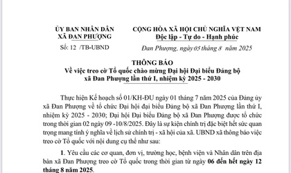 Thông báo về việc treo cờ Tổ quốc chào mừng Đại hội Đại biểu Đảng bộ xã Đan Phượng lần thứ I, nhiệm kỳ 2025-2030