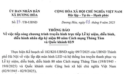 Về việc tiếp sóng chương trình truyền hình trực tiếp Lễ kỷ niệm, diễu binh, diễu hành nhân kỷ niệm 80 năm Cách mạng Tháng Tám và Quốc khánh 02/9