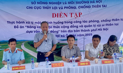Xã Ô Diên phối hợp tổ chức diễn tập thực hành xử lý một số tình huống trong công tác phòng chống thiên tai trên địa bàn