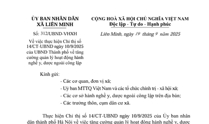 UBND xã Liên Minh triển khai Chỉ thị số 14/CT-UBND ngày 10/9/2025 của UBND Thành phố về tăng cường quản lý hoạt động hành nghề y, dược ngoài công lập