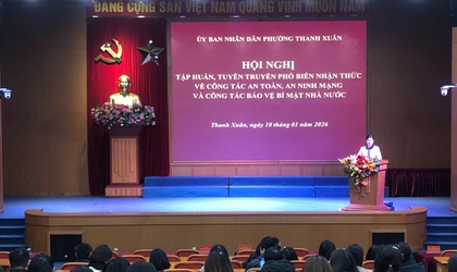 UBND phường Thanh Xuân tổ chức Hội nghị tập huấn, tuyên truyền, phổ biến về công tác an toàn, an ninh mạng xã hội và công tác bảo vệ bí mật Nhà nước