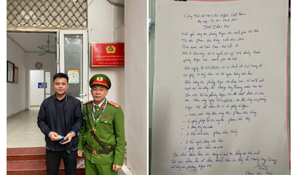 Công an phường Ngọc Hà trao trả tài sản cho người dân trong quá trình làm nhiệm vụ bảo vệ Đại hội XIV của Đảng