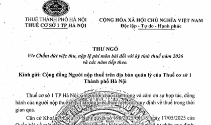 Thư ngỏ về việc Chấm dứt việc thu. nộp lệ phí môn bài đối với kỳ tính thuế năm 2026 và các năm tiếp theo