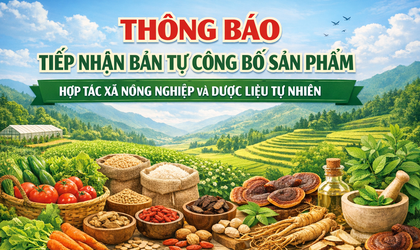 THÔNG BÁO: Về việc tiếp nhận bản tự công bố sản phẩm của Hợp tác xã Nông nghiệp và Dược liệu Tự nhiên