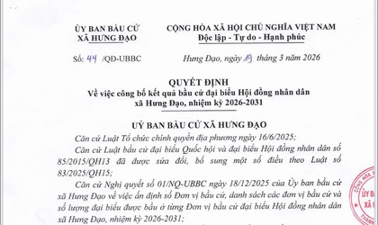 Công bố kết quả bầu cử đại biểu HĐND xã Hưng Đạo, nhiệm kỳ 2026-2031