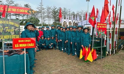 Ban Chỉ huy quân sự xã Minh Châu tham gia Lễ ra quân huấn luyện năm 2026.