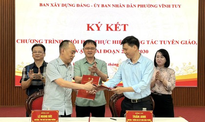 PHƯỜNG VĨNH TUY: TỔ CHỨC KÝ KẾT CHƯƠNG TRÌNH PHỐI HỢP CÔNG TÁC TUYÊN GIÁO, DÂN VẬN
