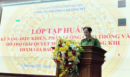 Công an phường Chương Mỹ tập huấn kỹ năng bảo đảm trật tự, an toàn giao thông cho lực lượng cơ sở