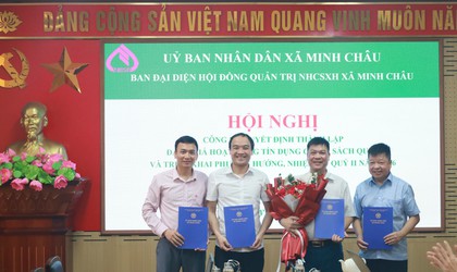 Xã Minh Châu công bố Quyết định thành lập Ban đại diện HĐQT NHCSXH xã, triển khai nhiệm vụ tín dụng chính sách quý II/2026.