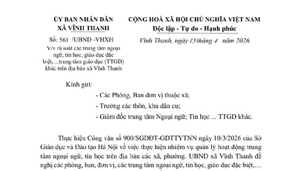 VĨNH THANH RÀ SOÁT HOẠT ĐỘNG CÁC TRUNG TÂM NGOẠI NGỮ, TIN HỌC TRÊN ĐỊA BÀN
