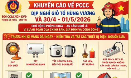 Khuyến cáo về PCCC dịp nghỉ lễ Giỗ Tổ Hùng Vương và 30/4 - 01/5/2026.