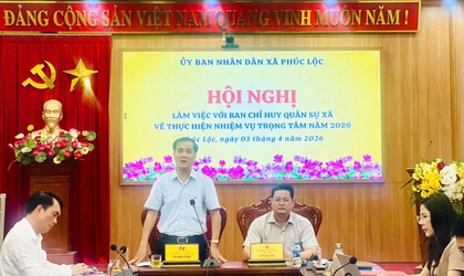 UBND xã Phúc Lộc tổ chức buổi làm việc với Ban Chỉ huy Quân sự xã về nhiệm vụ trọng tâm năm 2026