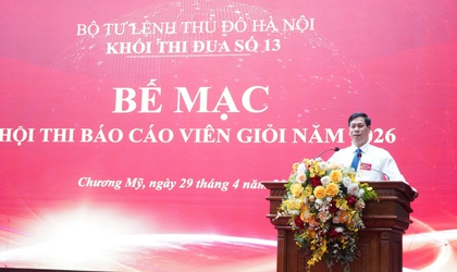 Sôi nổi Hội thi Báo cáo viên giỏi Khối thi đua số 13 Bộ Tư lệnh Thủ đô Hà Nội tại phường Chương Mỹ
